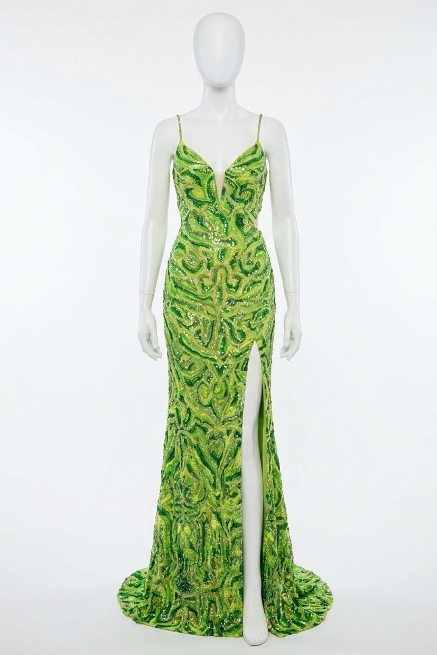 NEW RACHEL ALLAN the susan gown: long formal prom dress in lime